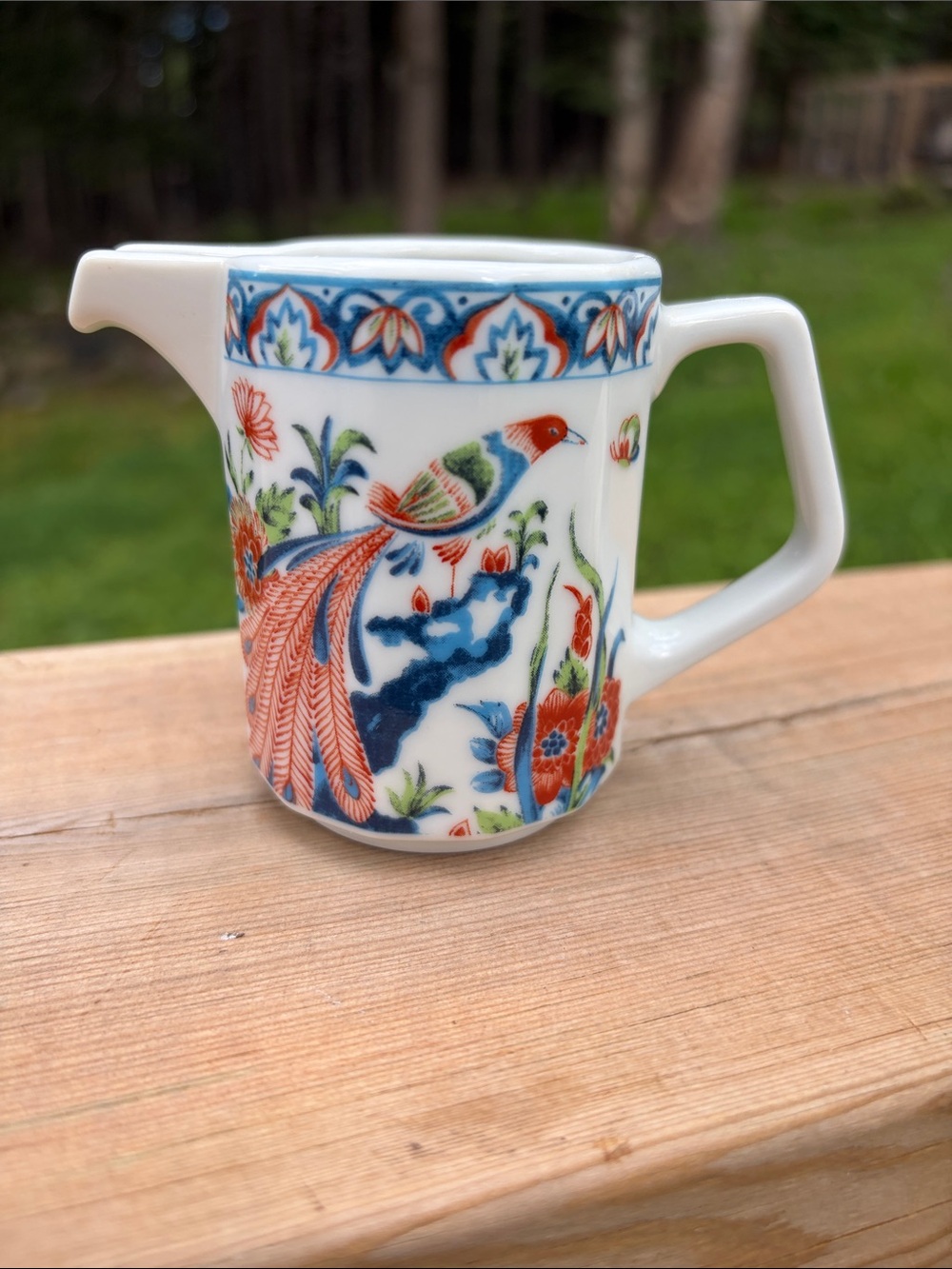Imari Gohan Small Colorful Creamer Pitcher with Handle and Spout 2 3/4 in tall